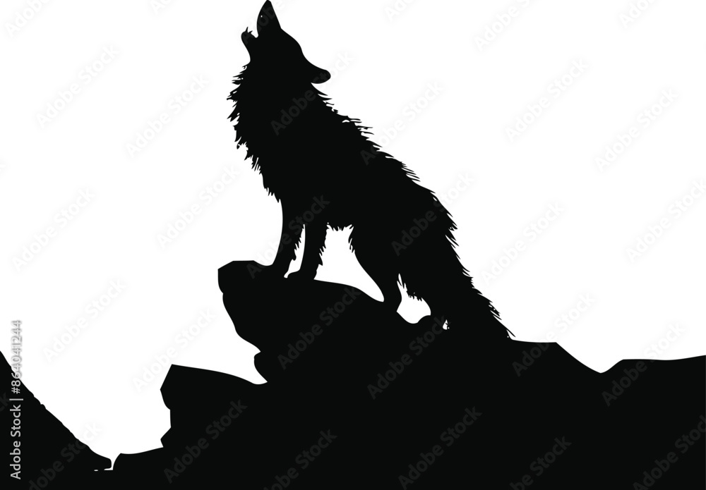 Wall mural wolf black and white vector silhouette editable eps 8