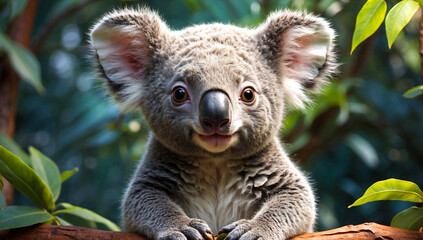 Naklejka premium A cute koala bear in the jungle