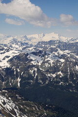 Panorama opening from Kitzsteinhorn, sky resort slope, Kaprun, Austria