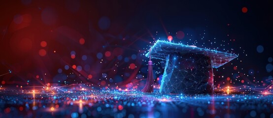 Obraz premium Digital Graduation Cap in a Festive Atmosphere