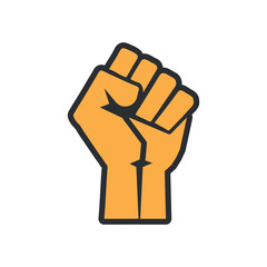 Revolution Hand with clenched fist vector illustration, Hand raised Proletarian Revolution, Freedom sign and protest symbol