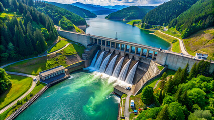 Hydropower dam aerial photography