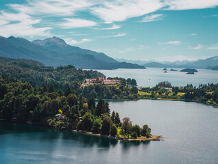 A beautiful mountain range with a lake in the foreground