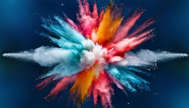 Farbexplosion auf blauem Hintergrund
