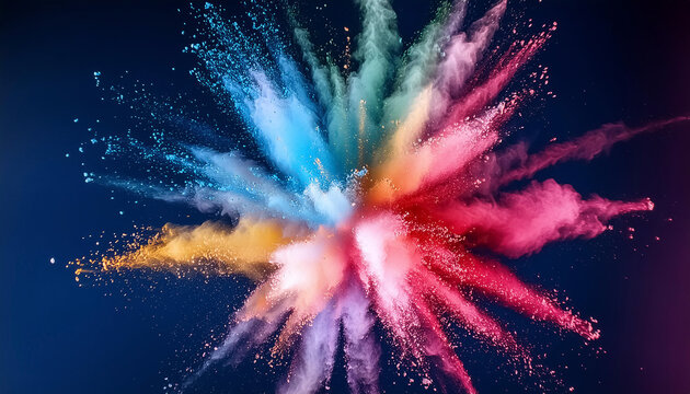 Farbexplosion auf blauem Hintergrund