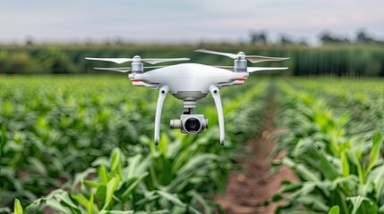 Drone Flying Over Green Field on Sunny Day