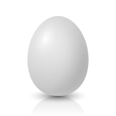 Vector Realistic White Chicken Egg Icon Closeup Isolated. Glossy Chicken Egg. Vector Whole Egg with Reflection. Front View