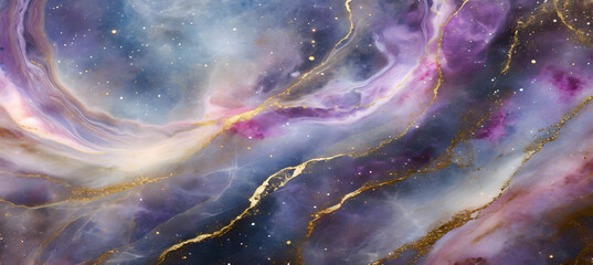 Celestial Nebula Marble Swirls background marble. Generative AI.