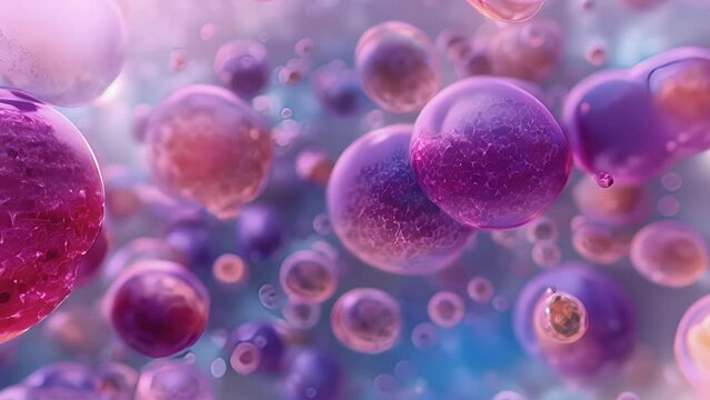 An electron microscopy animation showcasing the abundance of large lipid droplets in a specific type of cell indicating their crucial role in energy storage.