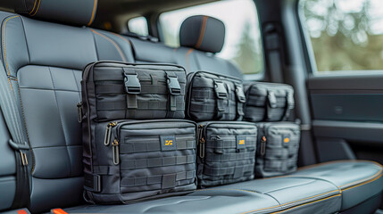 Set of tactical bags for daily commute or traveling inside a vehicle