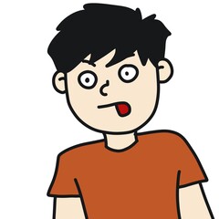 Obraz premium cartoon surprised boy, illustration on white background