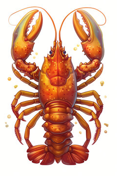 a Grilled robster , vector cartoon style, stunning, isolated on a white background