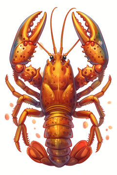 a Grilled robster , vector cartoon style, stunning, isolated on a white background