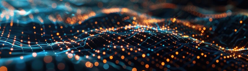 Abstract Digital Landscape with Glowing Points