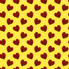 seamless pattern with hearts cartoon