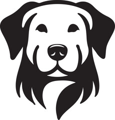 Dog front and side face vector silhouette image