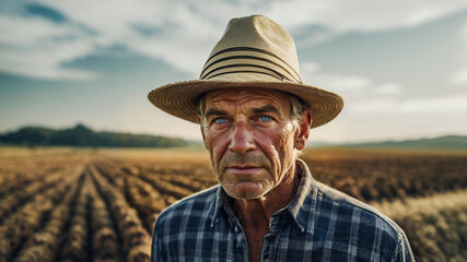 Fototapeta premium man in a field