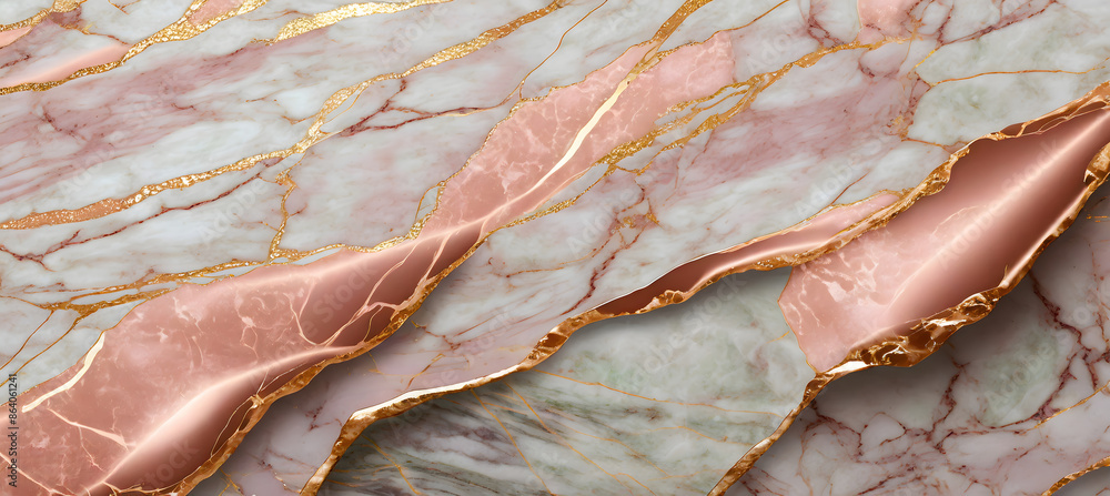 Poster create a digital texture combining the sophistication of rose gold with the patterns of marbe. gener