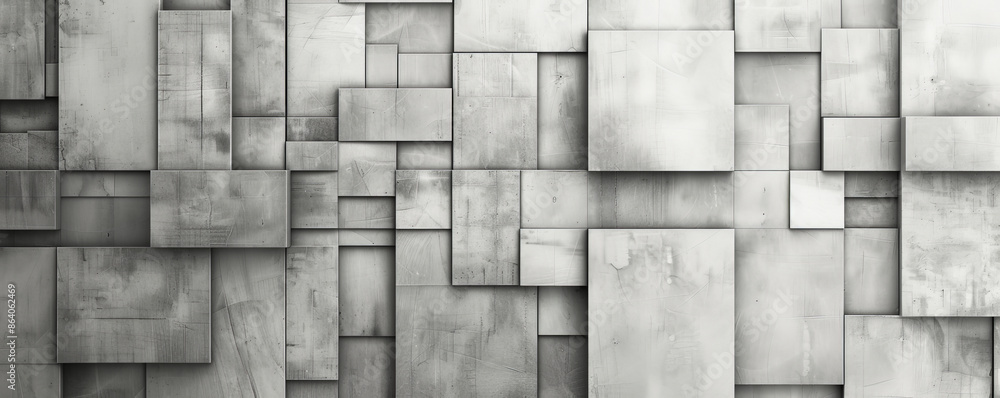 Poster abstract geometric background featuring a grid of squares and rectangles in varying sizes and shades