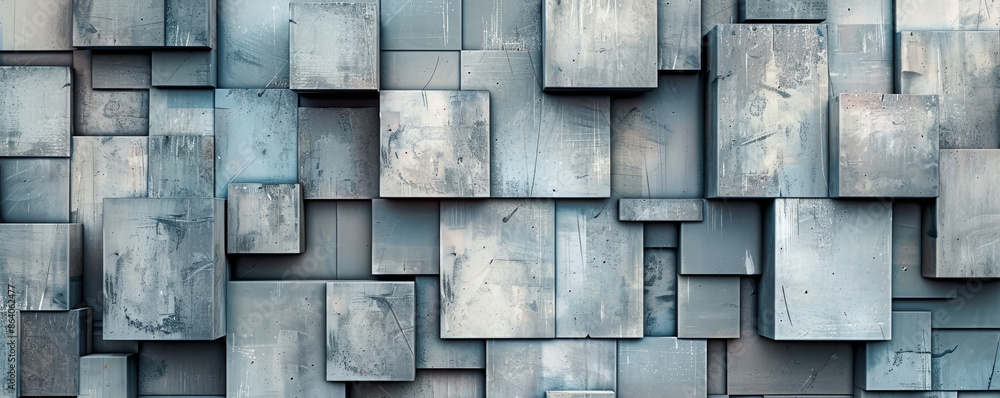 Poster abstract geometric background featuring a grid of squares and rectangles in varying sizes and shades