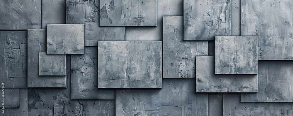 Poster abstract geometric background featuring a grid of squares and rectangles in varying sizes and shades