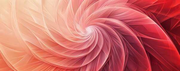 Abstract geometric background featuring swirling lines and spiral shapes in a gradient of red and pink hues. The fluid and dynamic design captures a sense of motion and vibrancy.