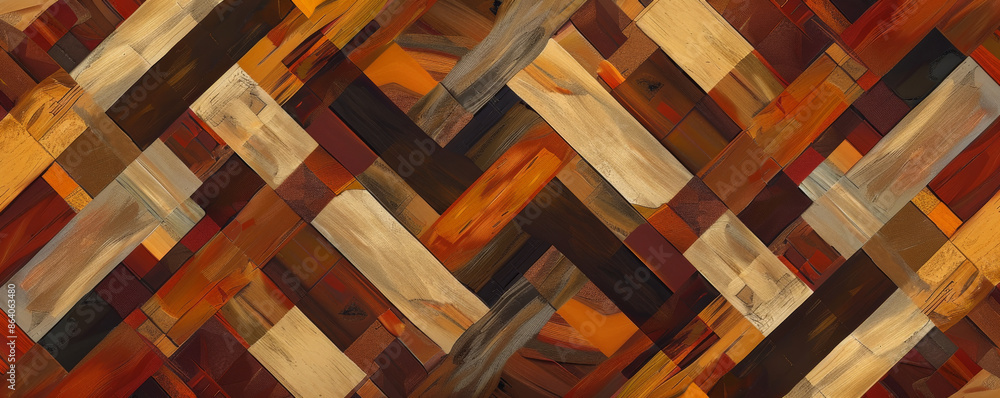 Poster abstract geometric background with a pattern of interlocking squares and rectangles in warm earth to