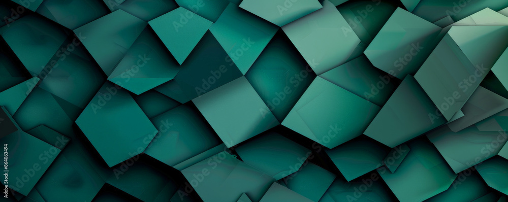 Poster abstract geometric background with a pattern of overlapping hexagons and triangles in shades of gree
