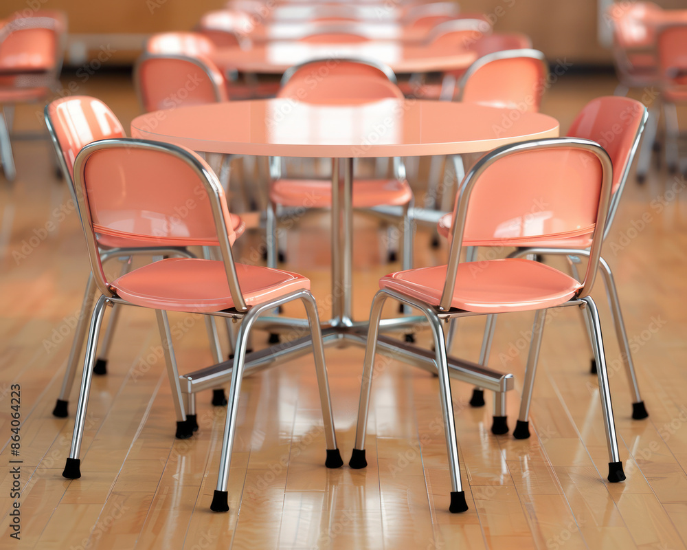 Poster classroom setup student desks arranged in a circle to foster active discussion and engaging learning