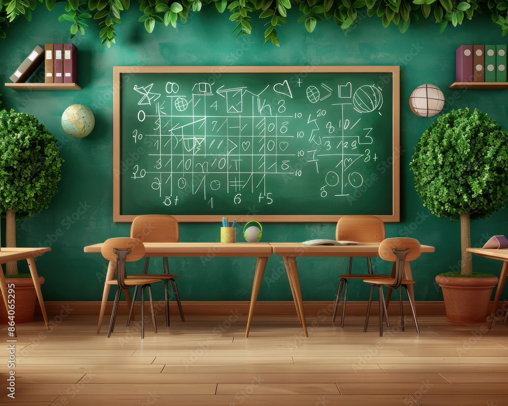 Poster inspiring classroom with math themed decorations boosting numeracy skills for effective learning env