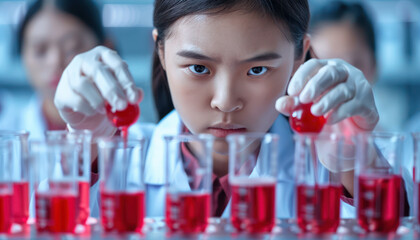 High School Students in a Science Lab Conducting Experiments Hands On Learning, Engagement, Education, STEM, Chemistry, Innovation, Future Scientists, Practical Application, Interactive Lessons