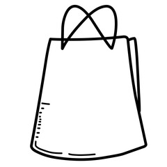 Shopping bag hand drawn outline doodle icon. Mall sales, buy in store, gift pack, market and consumerism concept.