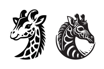  Black vector Giraffe head silhouette