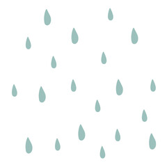 Rain seamless vector pattern. Falling water drops. Shades of blue. Rainy background.
