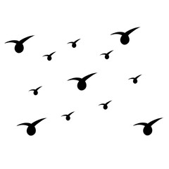 Vector Set Silhouette of a flock of flying birds
