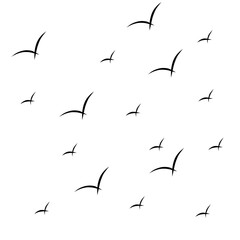 Vector Set Silhouette of a flock of flying birds