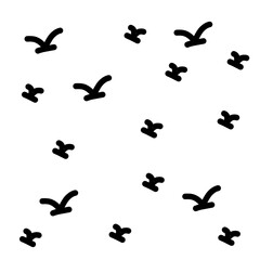 Vector Set Silhouette of a flock of flying birds