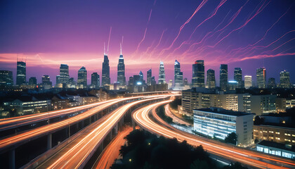 Fototapeta premium city skyline with communication lines