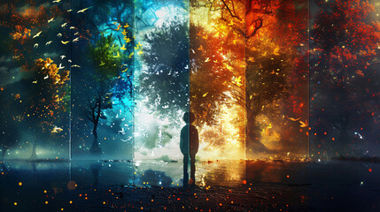 Life journey depicted from childhood to mature adult