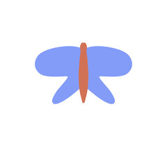 Cute butterfly cartoon character vector illustration isolated on white background