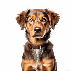 Huntaway dog breed standing against white background, Ai Generated