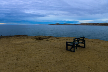 Coastal landscape with cliffs in Peninsula Valdes, World Heritage Site, Patagonia Argentina