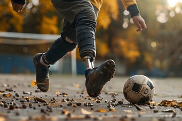 Playing ball with prosthetic leg