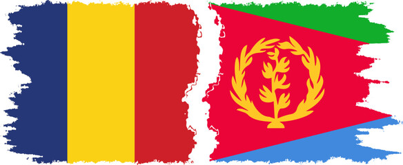 Eritrea and Romania grunge flags connection vector