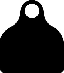 Cow Tag icon Ear tag sign beefs symbol or logo flat sign, Black identification label element for domestic farm animals livestock. isolated on transparent background, earmark mockups for livestock.
