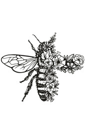 Bee Floral SVG, Bumblebee SVG, Insect SVG, Animals SVG, Flower SVG, Bee Silhouette, Bug SVG, Vector, Clipart, Cut file for Cricut SVG, JPG, PNG