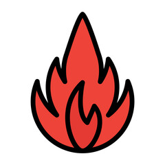 fire icon color or logo illustration outline black style	