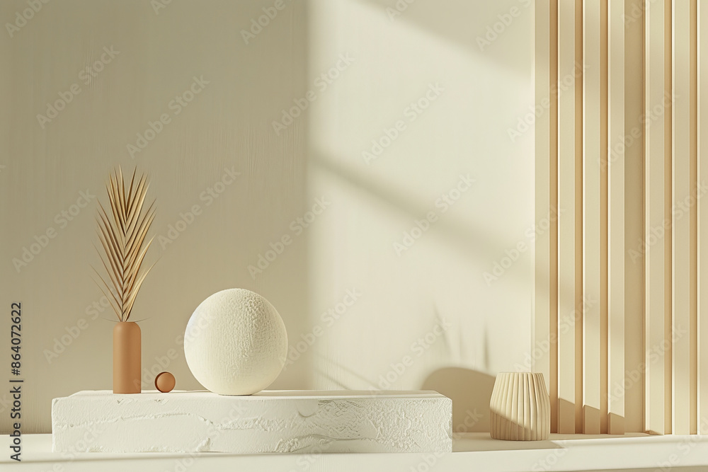 Leinwandbilder an abstract 3d render featuring a minimalistic background with geometric shapes and muted colors. th