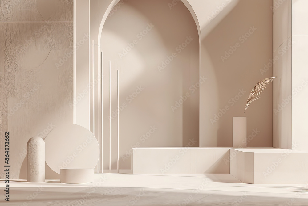 Aufkleber an abstract background in a 3d render with a minimalistic style, featuring geometric elements and ne