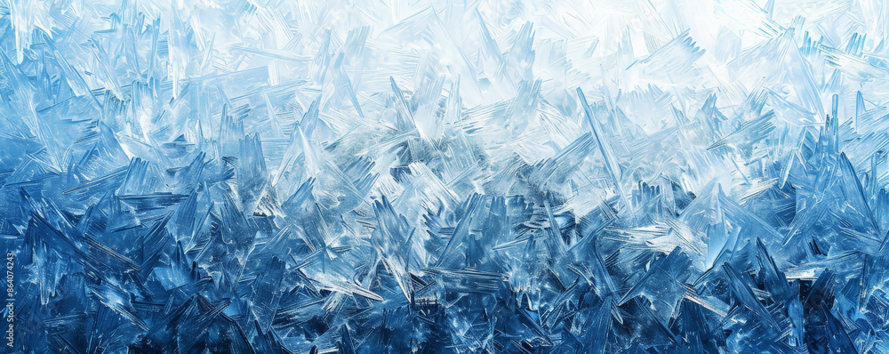 Poster ice background with a crystalline texture in shades of blue and white. the surface is covered in int